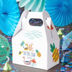 One in in the sun first birthday party pool game favor boxes
