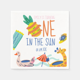 One in in the sun first birthday party pool napkins