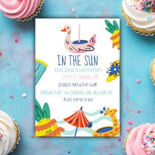 One in in the sun  first birthday pool invitation