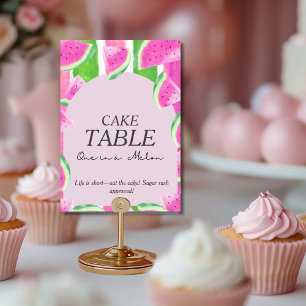 One in Melon CAKE TABLE Pink Watermelon Sign Invitation