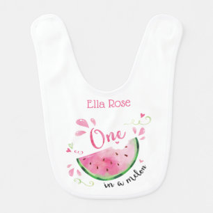 One in Melon First Birthday Party Baby Bib
