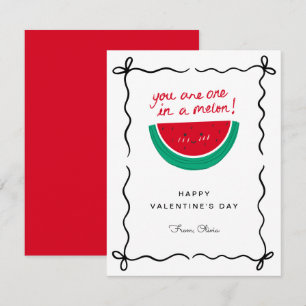 One In Melon! Funny Hand Drawn Valentine's Day Note Card