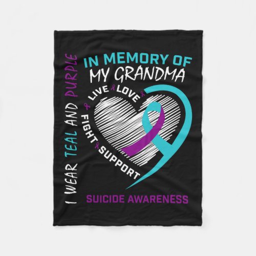 One In Memory Of Grandma Suicide Awareness Prevent Fleece Blanket