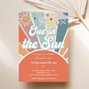 One In The Sun 1st Birthday Muted Rainbow Invitation