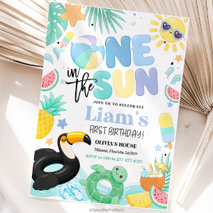 One In The Sun 1st Birthday Party Invitation