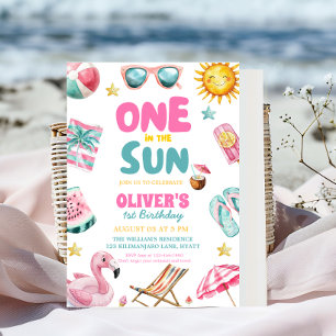 One in the Sun 1st Birthday Pool Part invitation