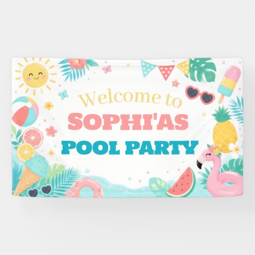 One in the Sun 1st Birthday Pool Party Banner
