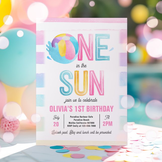 One In The Sun 1st Birthday Pool Party  Invitation (Creator Uploaded)