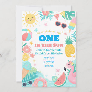 One in the Sun 1st Birthday Pool Party Invitation