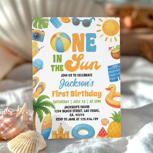 One In The Sun 1st Birthday Summer Party Invitation
