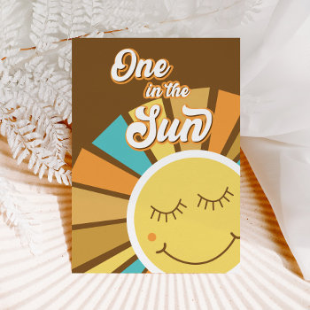 One In The Sun 1st First Birthday Sunshine Groovy Invitation by allpetscherished at Zazzle