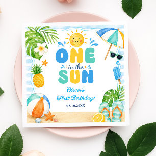 One In The Sun 1st Pool Party Summer Birthday Napkins