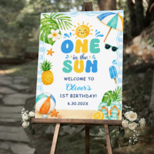 One In The Sun 1st Pool Party Summer Welcome Sign