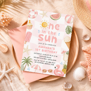 One in the Sun Beach Party Summer 1st Birthday Invitation