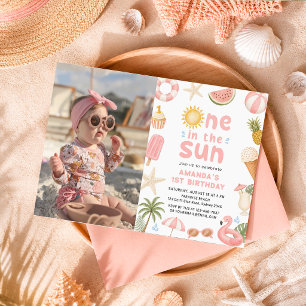 One in the Sun Beach Party Summer 1st Birthday Invitation