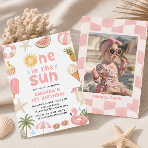 One in the Sun Beach Party Summer 1st Birthday Invitation