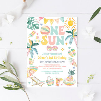 One In The Sun Beach Party Summer 1st Birthday Invitation