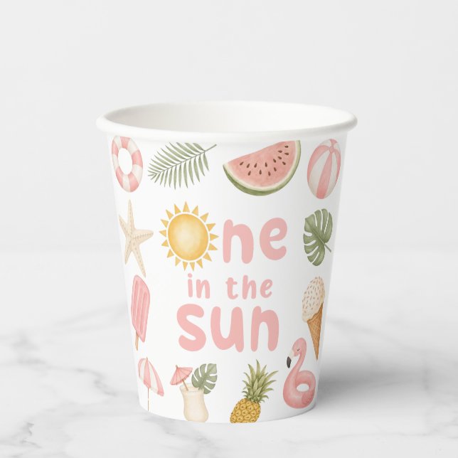 One In The Sun Beach Summer Birthday Paper cup (Front)