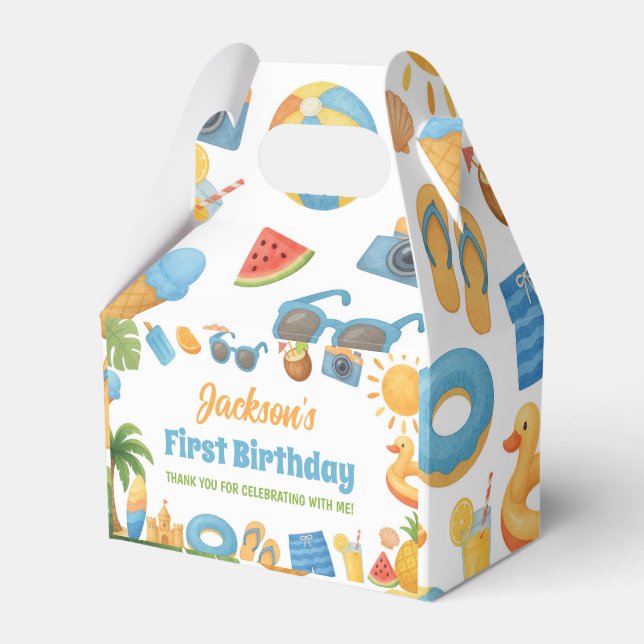 One In The Sun Birthday Summer Party Favor Boxes (Front Side)