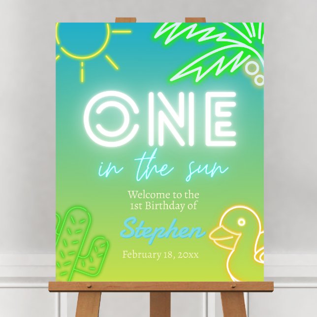 One in the Sun - Boy 1st Birthday Welcome Sign (One in the Sun - Boy 1st Birthday Welcome Sign)