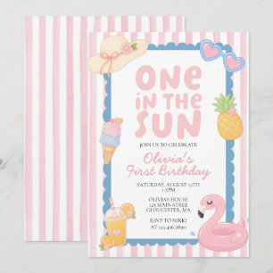 One in the Sun Coastal beach 1st birthday Invitation