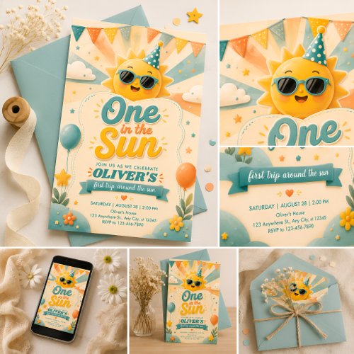 One in the Sun First Birthday  Invitation