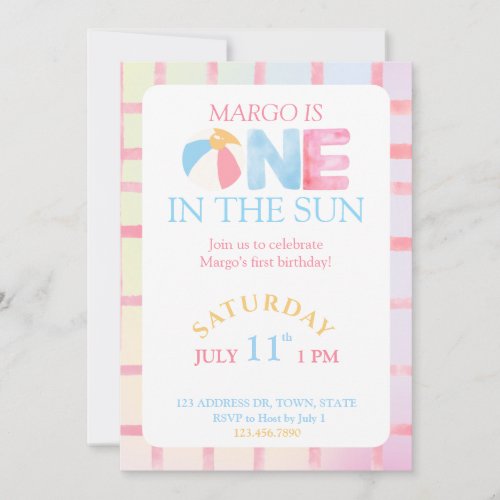 One in the sun first birthday party invitation