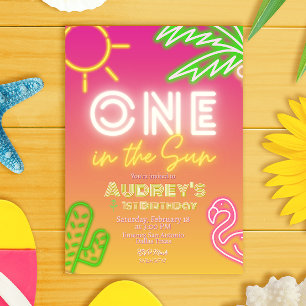 One in the Sun - Girl 1st Birthday Invitation