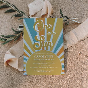 One In The Sun Muted Rainbow 1st Birthday Invitation