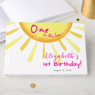 One In The Sun Pink First Birthday Custom Guest Book