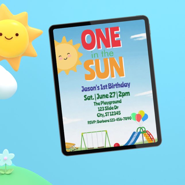 One in the Sun, Playground 1st Birthday Invitation (Creator Uploaded)