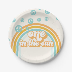 One in the Sun Retro Boy 1st Birthday Paper Plates