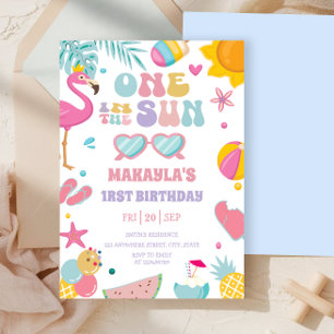 One In The Sun Summer Splish Splash 1st Birthday Invitation