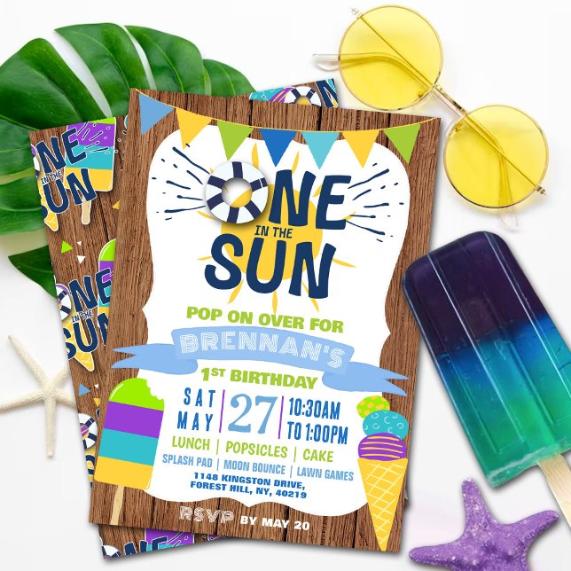 One In The Sun Summer Vibes 1st Birthday Invitation (Creator Uploaded)