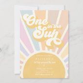 One In The Sun Sunshine 1st Birthday Pink Rainbow Invitation (Front)