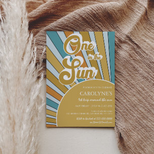 One In The Sun Sunshine Muted Rainbow 1st Birthday Invitation