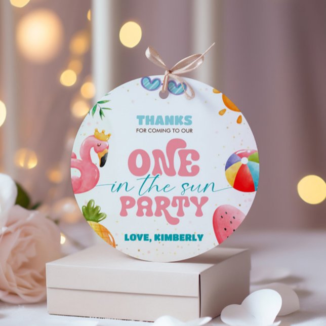 One In The Sun Tropical Beach 1st Birthday Party Favor Tags (Creator Uploaded)
