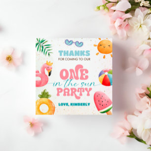 One In The Sun Tropical Beach 1st Birthday Party Favor Tags