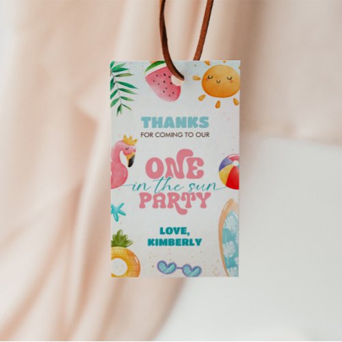 One In The Sun Tropical Beach 1st Birthday Party Gift Tags