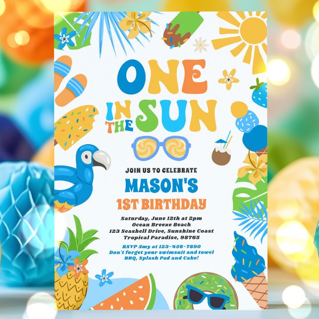 One In The Sun Tropical Beach 1st Birthday Party Invitation (Creator Uploaded)