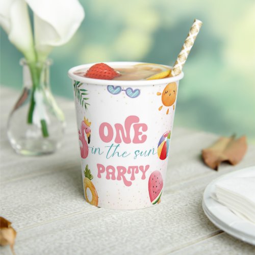 One In The Sun Tropical Beach 1st Birthday Party Paper Cups