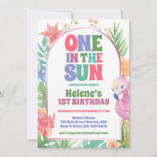 One In The Sun Tropical Summer 1st Birthday Party Invitation