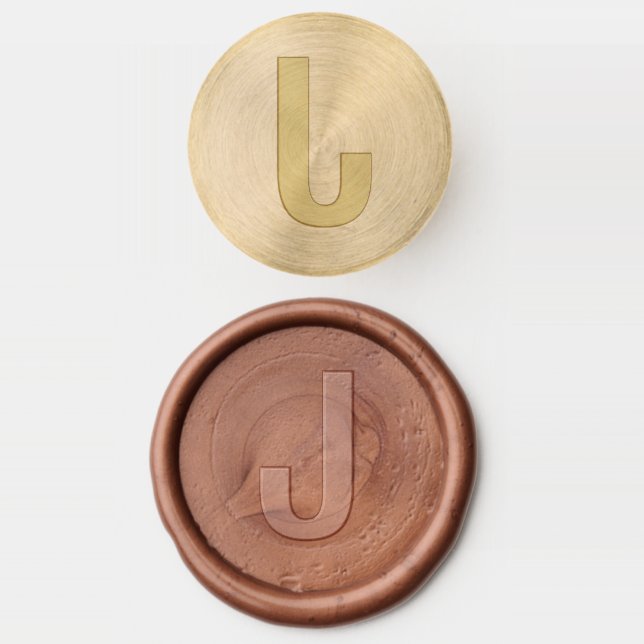 One Initial Minimalist Modern Wedding Wax Seal Stamp (Stamped)