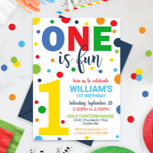 One is Fun Birthday Invitation 1st Birthday