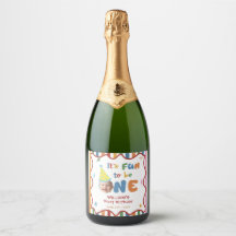 One is Fun Hat Birthday Party Label