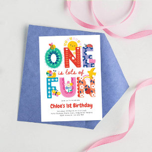 One is Fun Invitation, Girls First Birthday Invitation