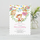 One Is Fun Monkey 1st Birthday Invitation (Standing Front)