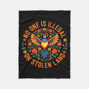 One is illegal on stolen land native american men fleece blanket