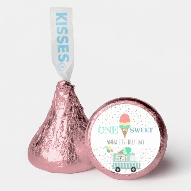 One is sweet ice cream truck 1st birthday party hershey®'s kisses® (Front)