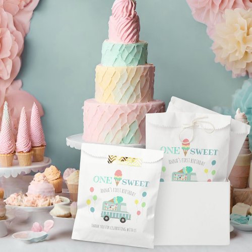 One is sweet ice cream truck first birthday favor bag